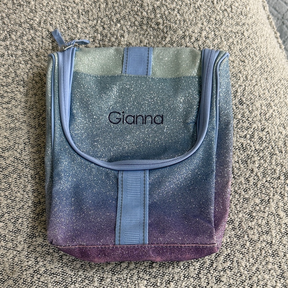 PB  Glitter Ombre Cosmetic Bag - Blue and Purple Gianna engraving